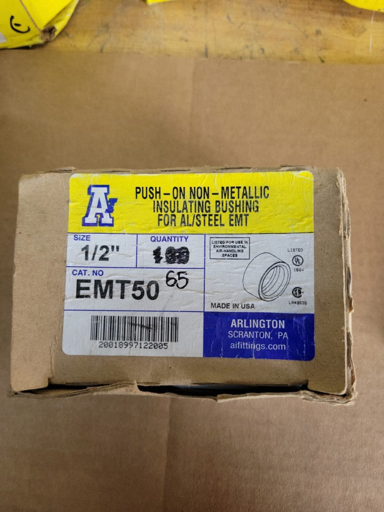 ARLINGTON EMT50 1/2" EMT  Conduit Bushing, Box Of 65 NEW