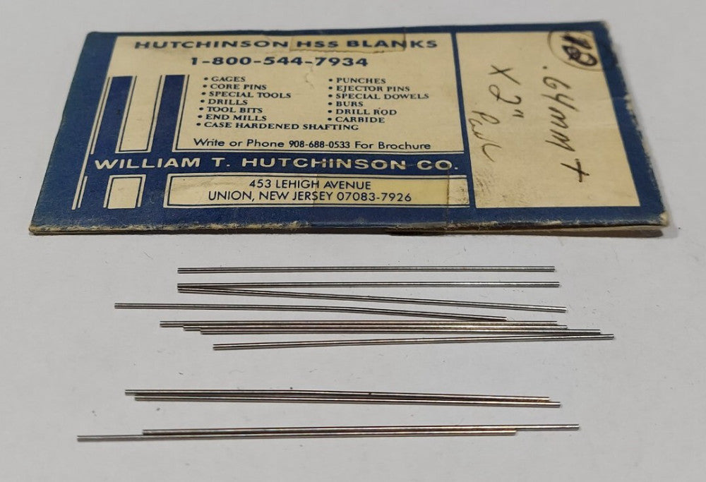 Lot Of 12 - USA Hutchinson .64mm x 2" Low Drill Blank Reamer Pin Gage