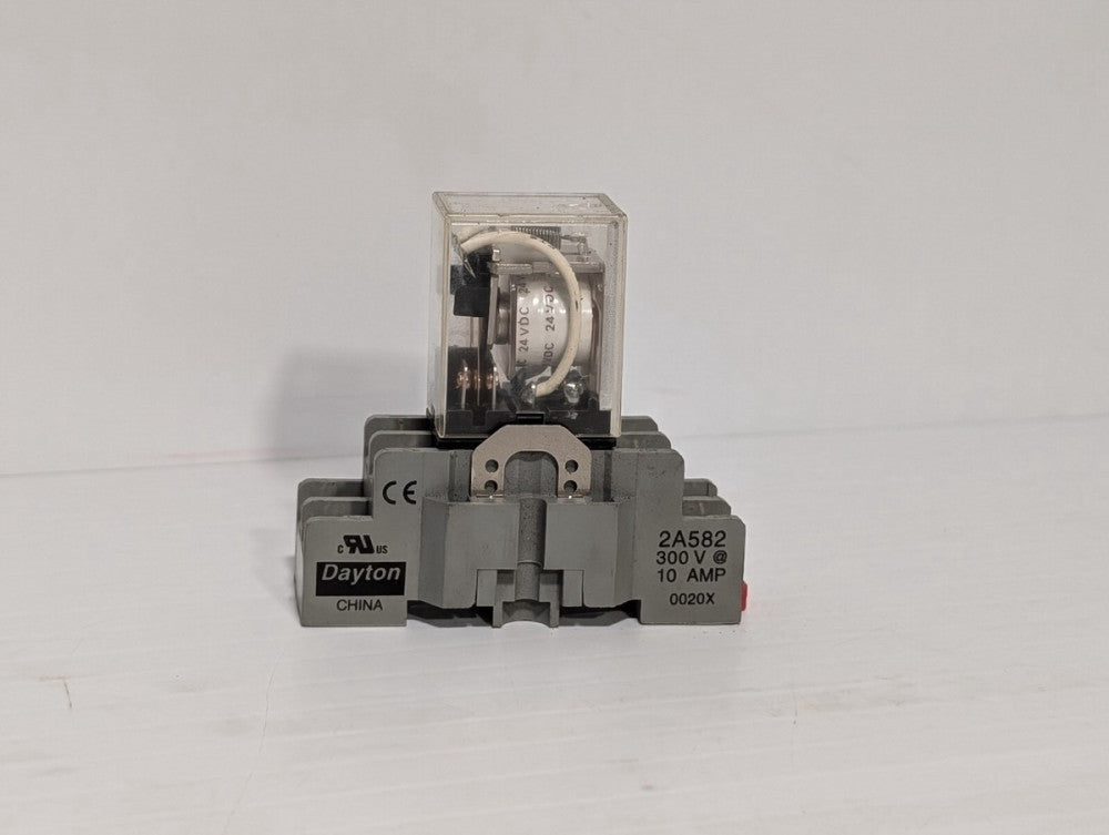 Dayton 2A852 Relay Socket, 8 Pins, DPDT with Omron LY2-DC24, 24vdc Relay, 10A