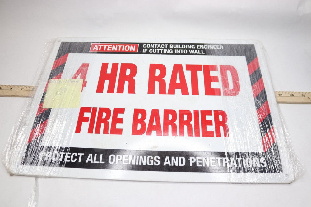 (3-Pk) 4 Hour Rated Fire Barrier Fire Wall Warning Signs 14"H x 20"W