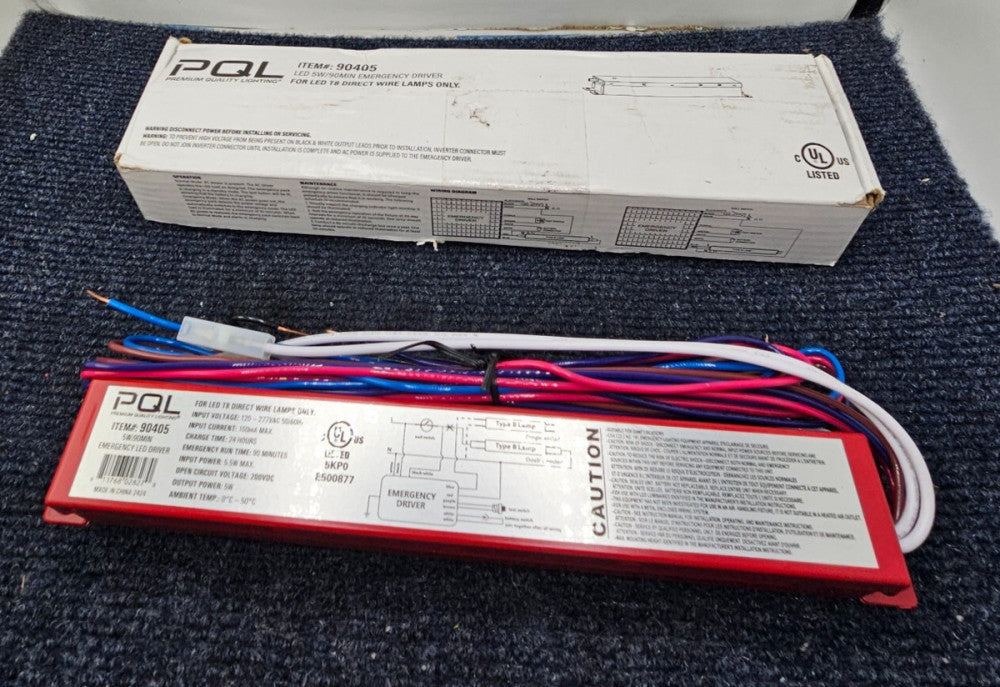 PQL 90405: 5W LED Emergency Driver for Direct Wire T8 Tubes 120-277VAC 50/60Hz