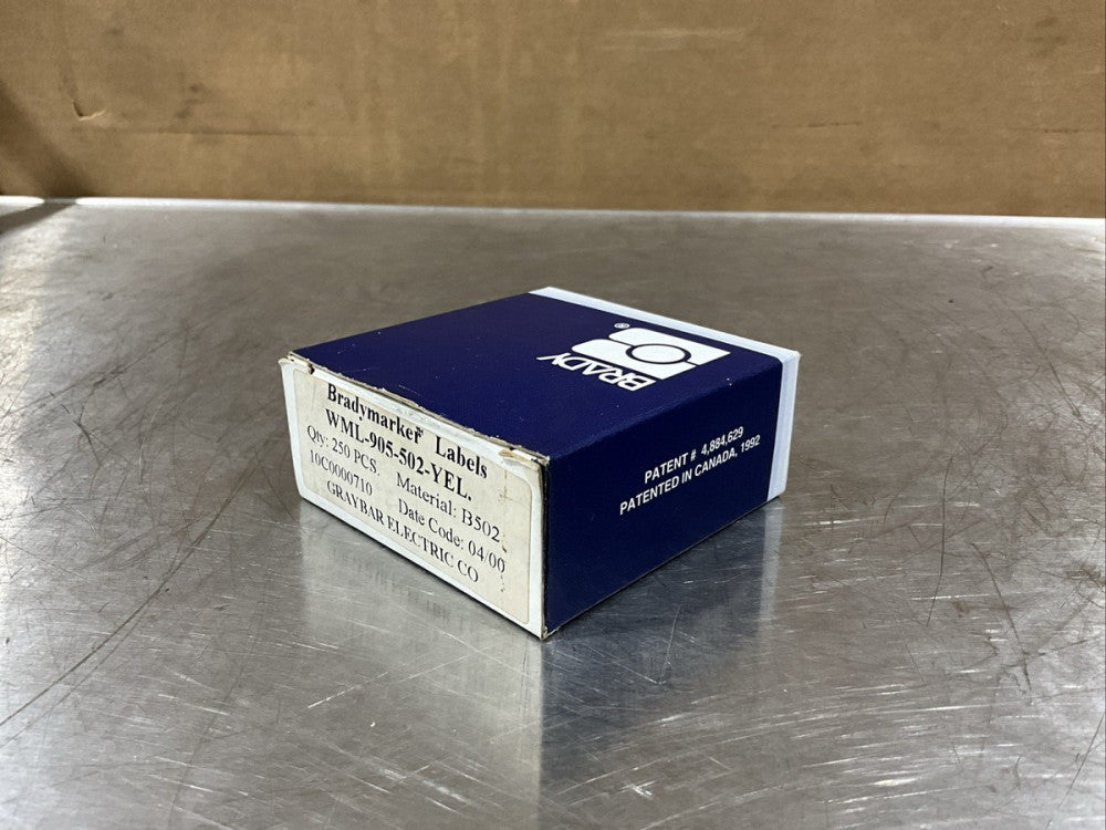 Bradymarker Labels WML-905-502-YEL NOS SURPLUS