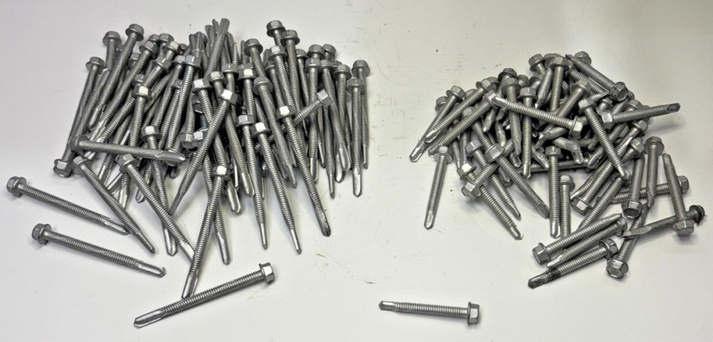 SELF DRILLING SCREWS UNSLOTTED 1/4IN-20X3IN HEAD STEEL SERRATED ZINC LOT OF 141