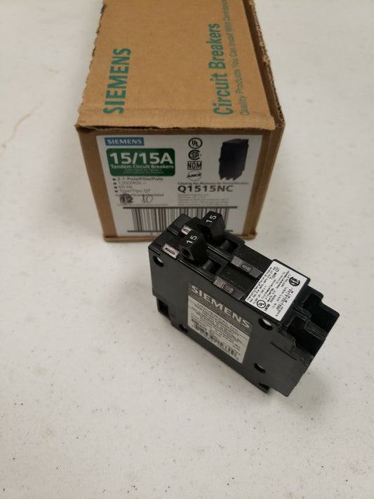 1 NEW Siemens Q1515nc Miniature Circuit Breaker, 15/15 A, 120V Ac 1 Pole Plug In