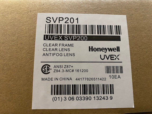 10 PACK Uvex SVP201 SVP 200 Safety Glasses - Clear Temples - Clear Anti-Fog Lens
