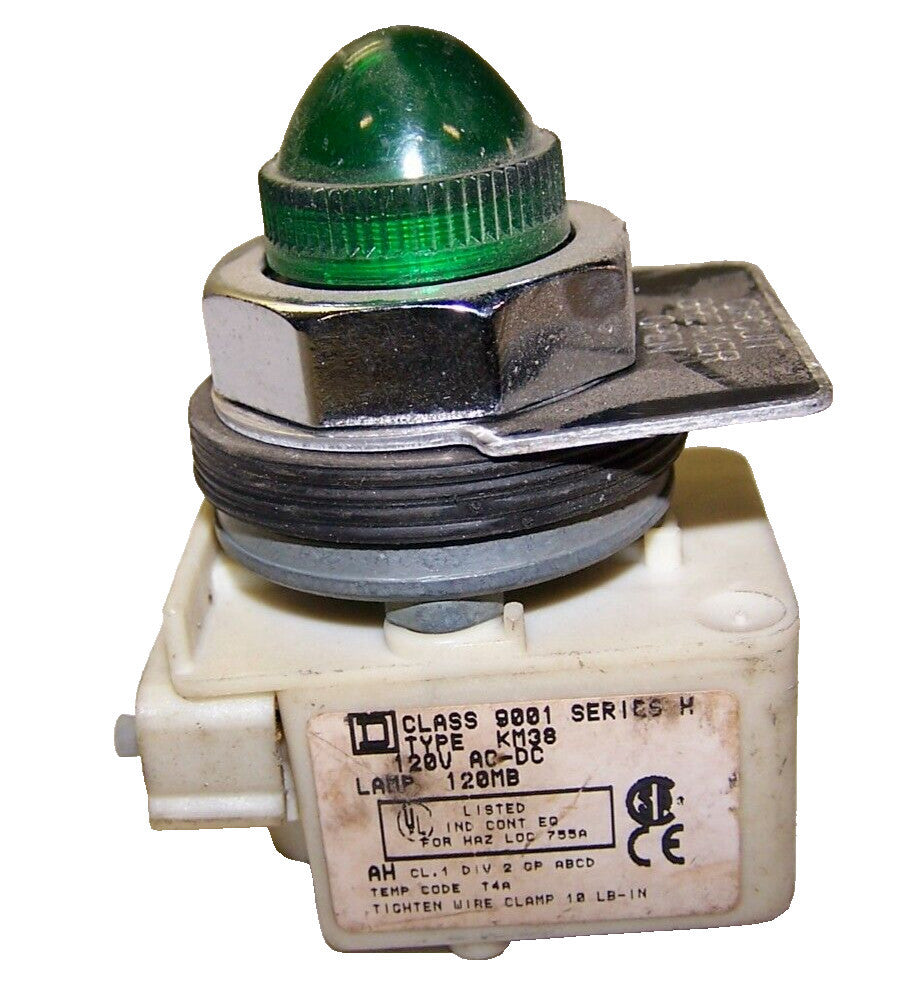 SQUARE D GREEN PILOT LIGHT 120 VOLT AC/DC  9001KM38
