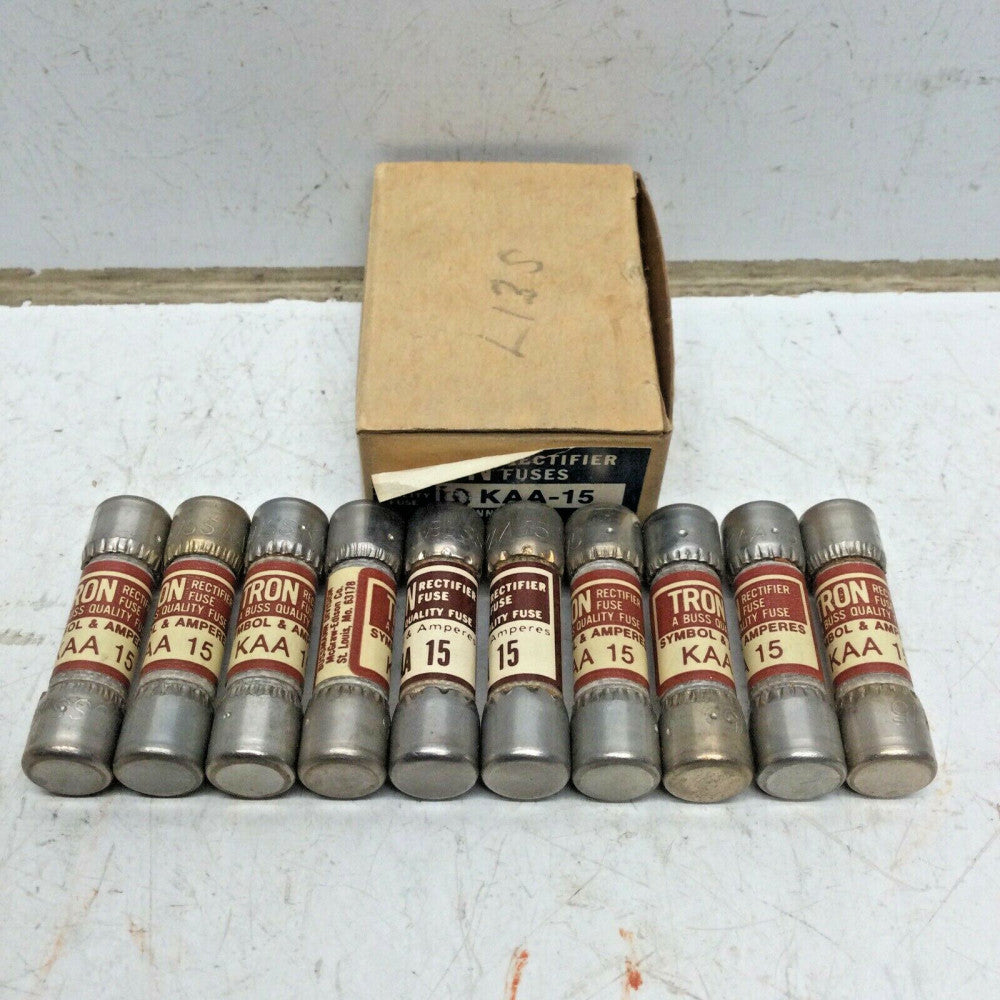BUSS BUSSMANN TRON KAA 15 Rectifier Fuse 15 AMP 130VAC (LOT of 10)