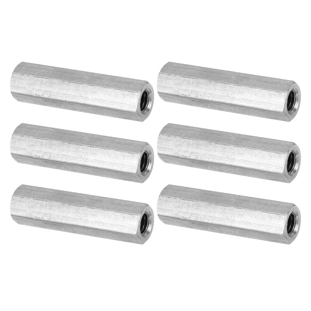 M6 x 1-Pitch 304 Stainless Steel Hex Coupling Nuts 6Pcs 40mm/ 1.6 Length Coa