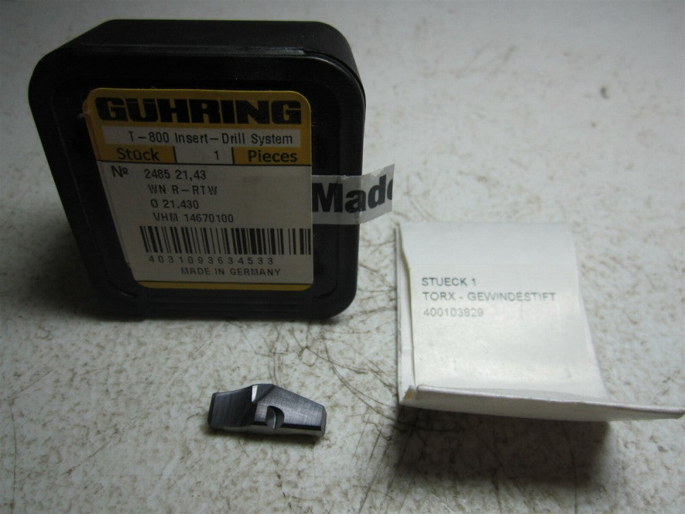 Guhring (4031093634533) Series 2485, 27/32" Grade K20/K40 Replaceable Drill Tip