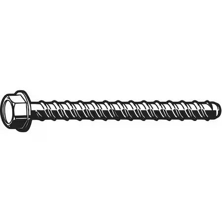 Zoro Select U70520.062.0600 Concrete Screw, 5/8" Dia., Hex, 6 In L, Steel Zinc
