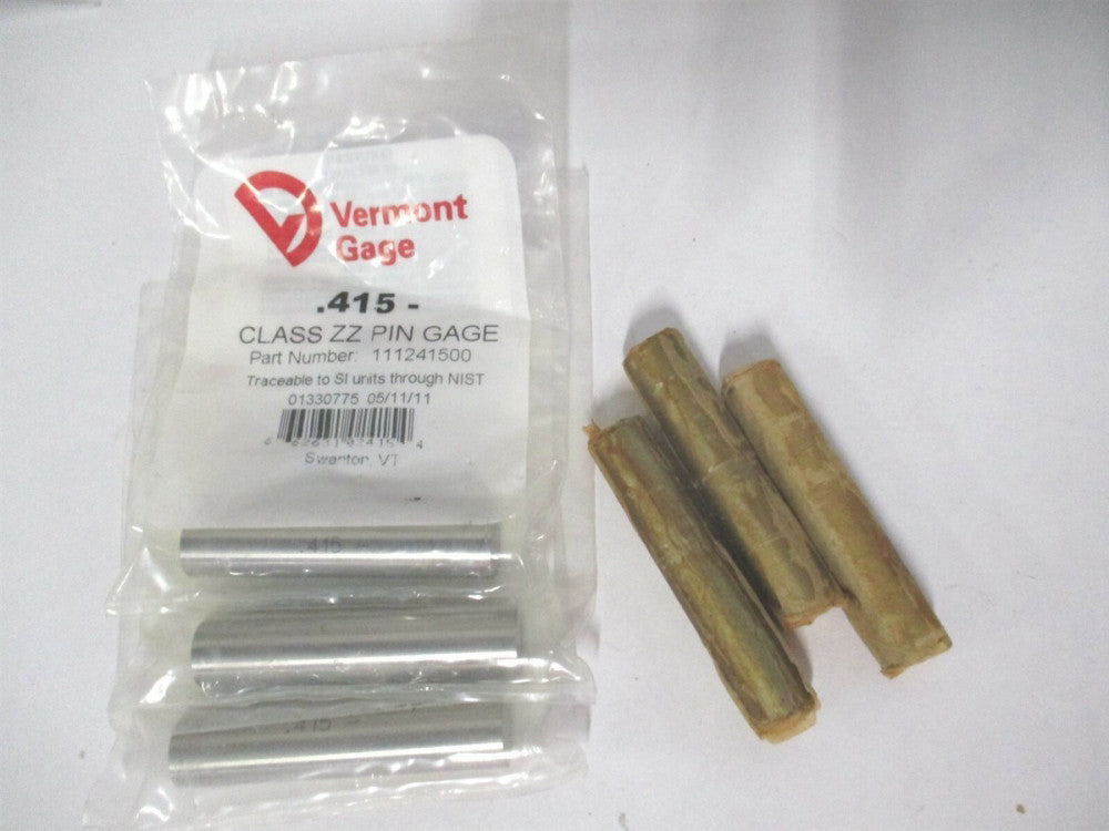 Vermont Gage (111241500) 0.415" Diam Class ZZ Minus Plug & Pin Gage - Lot of 6