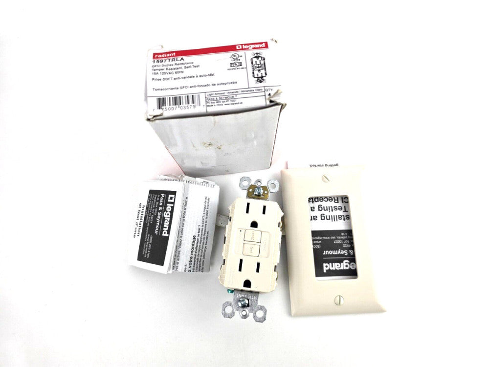 Legrand 1597TRLA GFCI Duplex Receptacle Tamper Resistant 15A Light Almond