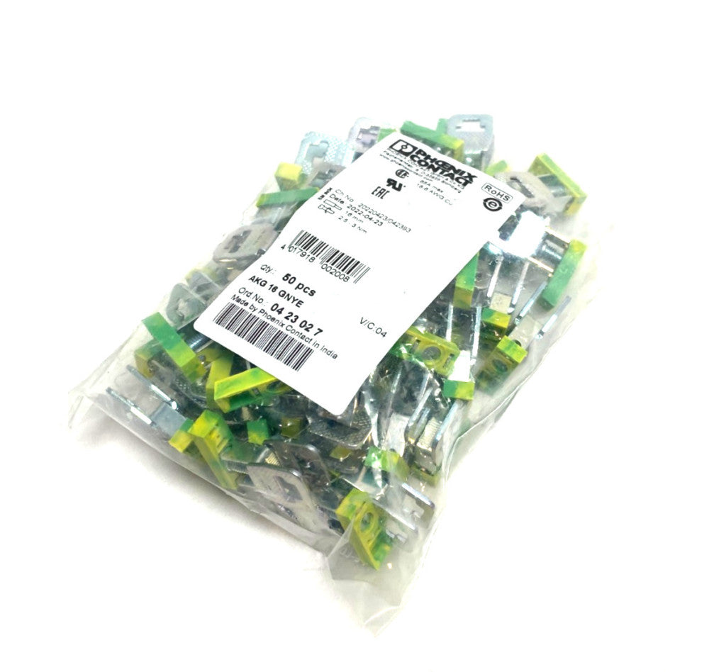 Phoenix Contact AKG 16 GNYE Connection Terminal Block 0423027 PKG OF 50
