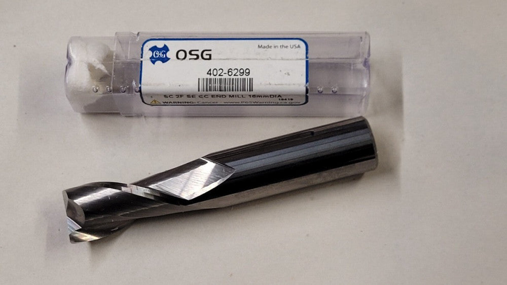 New OSG 402-6299 16mm Carbide End Mill 2 Flute Square 16mm Shank