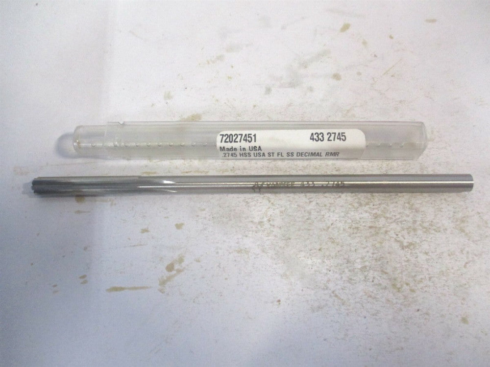 (433-0.2745) 0.2745" x 1-1/2" x 6" Straight Shank HSS 6-Flute Chucking Reamer 