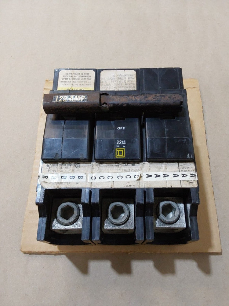 Square D QOB3125VH 3 Pole 240V Circuit Breaker 125A