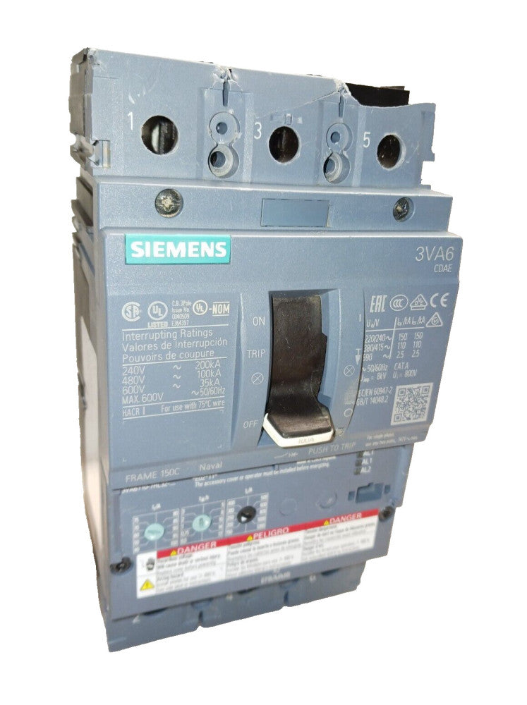 SIEMENS 100 AMP CIRCUIT BREAKER 3 POLE 480 VAC  3VA6110-7HL32-0AA0 *FLAW*
