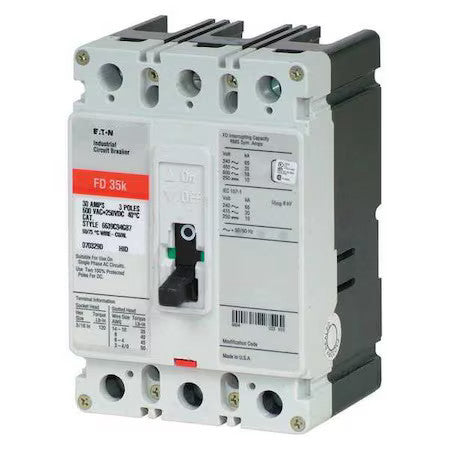Eaton Fd3060 Molded Case Circuit Breaker, Fd Series, 60A, 3 Pole, 600V Ac, 65Ka