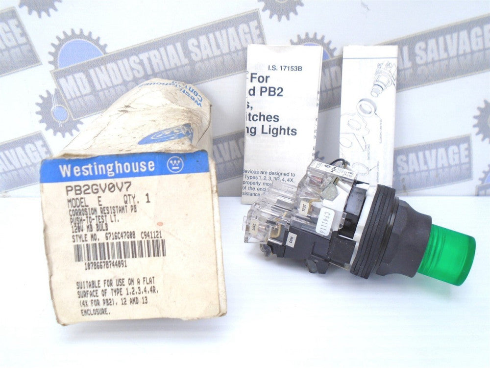 Westinghouse - PB2GV0V7 - Push To Test Indicating Light - MODEL E - (NEW in BOX)