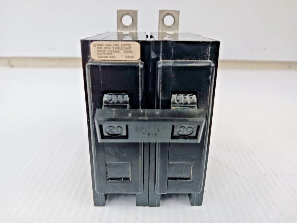 FPE FEDERAL PACIFIC 20 AMP BOLT-ON CIRCUIT BREAKER 2 POLE 120/240 VAC BAB2020