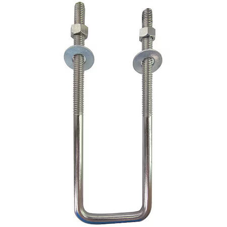 Zoro Select U17267.037.0403 Square U-Bolt, 3/8"-16, 4 In W, 3 In H, Plain