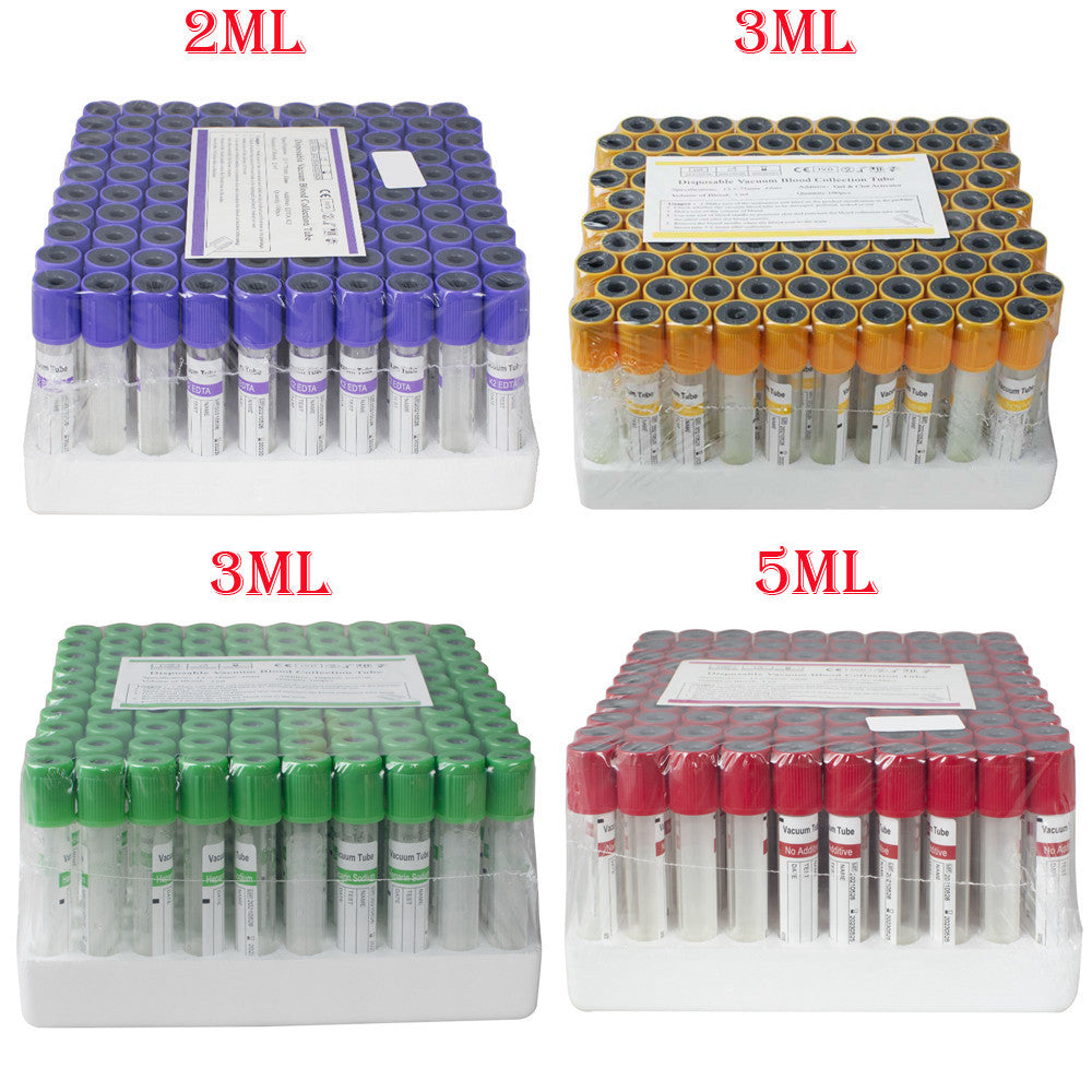 Carejoy 100pcs Medical Hospital Vacuum Blood Collection Tubes 2mL 3ml 5ml/CE/