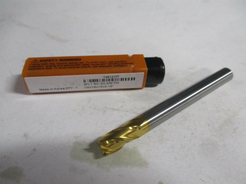 (750294) 1/4" x 1/2" x 1/4" x 2-1/2" OAL Solid Carbide 4 Flute Square End Mill 