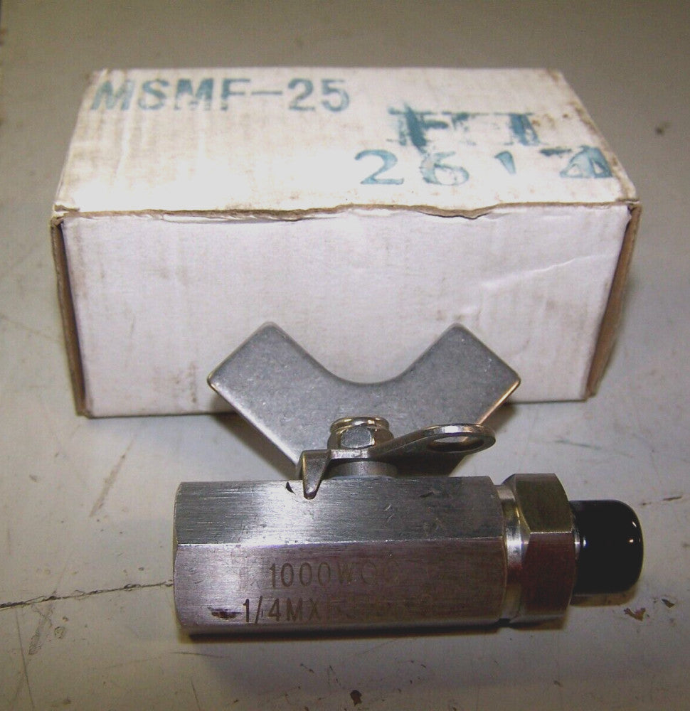 NEW LOW PROFILE TYPE 316 SS BALL VALVE 1/4" NPT FEMALE X 1/4" NPT MALE MSMF-25