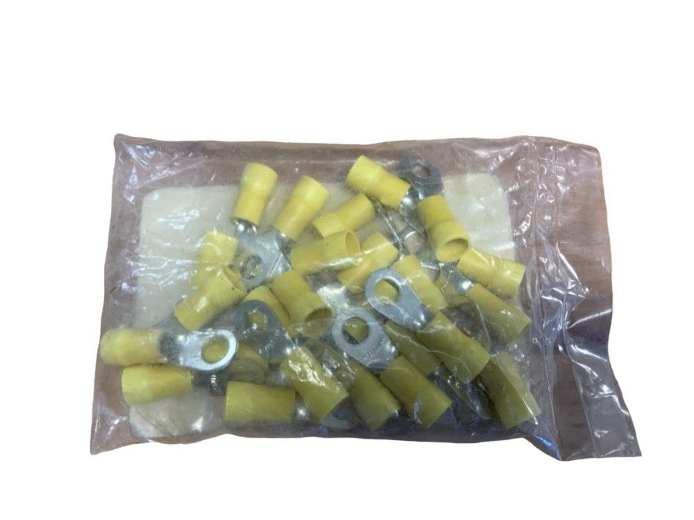 PV4-38R-T RING TERMINALS LARGE WIRE,YELLOW 3/8" STUD 4 AWG, QTY 25