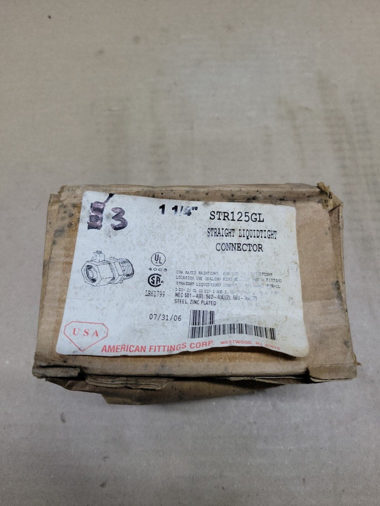 NEW OLD STOCK! AMERICAN FITTINGS STR125GL LIQUID TIGHT CONNECTOR 1-1/4" LOT OF 3