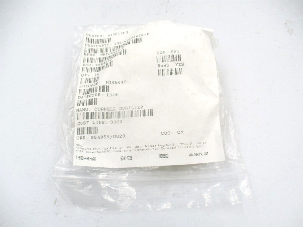 Cornell Dubilier (WMF05W1K-F) 35V 50V Polyester Axial Film Capacitor - Lot of 10