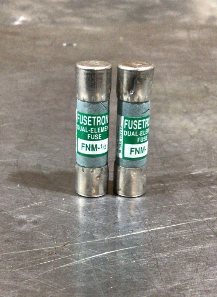 Lot Of 2, Bussmann FNM-1/2 Fusetron Dual Element Fuse 250V 1/2A