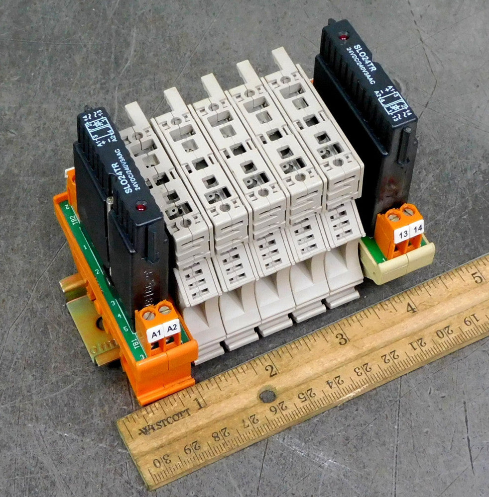 Weidmuller WSI6/2 Fuse Holder LR82859 Outlet Module w/ Delcon SLO24TR DIN Rail
