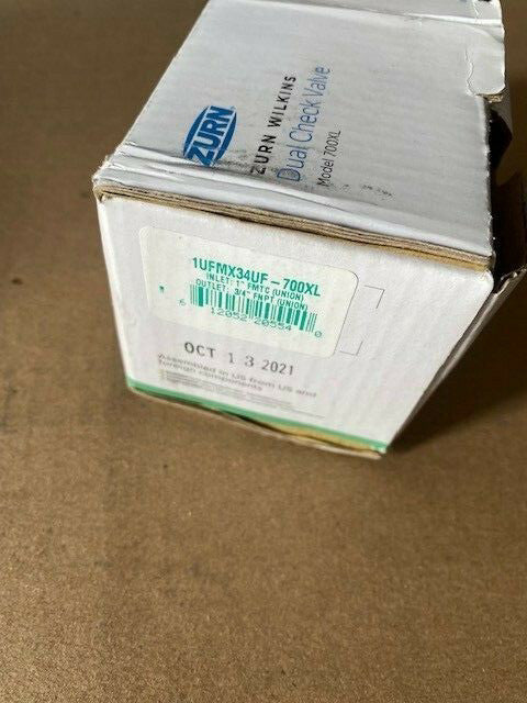 Zurn 1UFMX34UF-700XL Lead-Free Union FNPT Dual Check Valve (NEW)