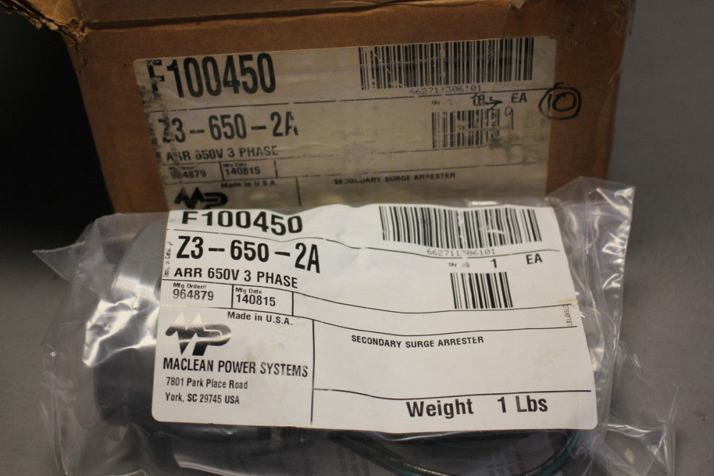 MACLEAN SECONDARY SURGE ARRESTER  Z3-6650-2A