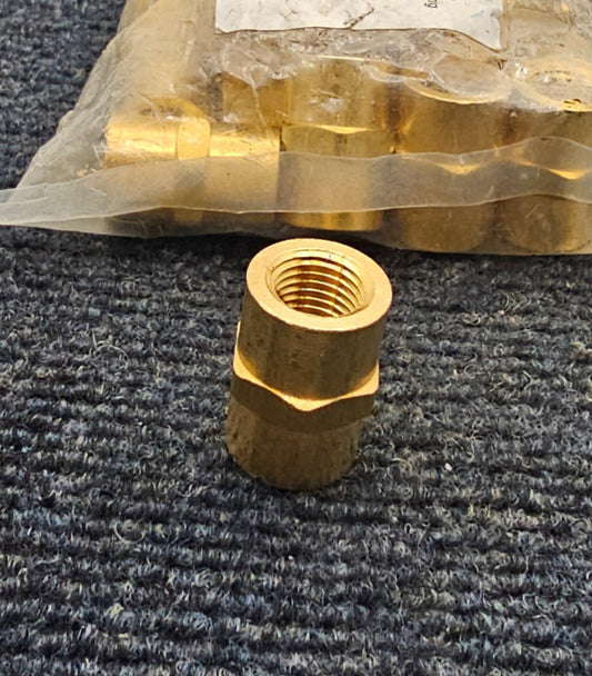 (QTY 20) 90331: Brass Coupling 1/4" NPT Female Coupler Hex Head Pipe Fitting