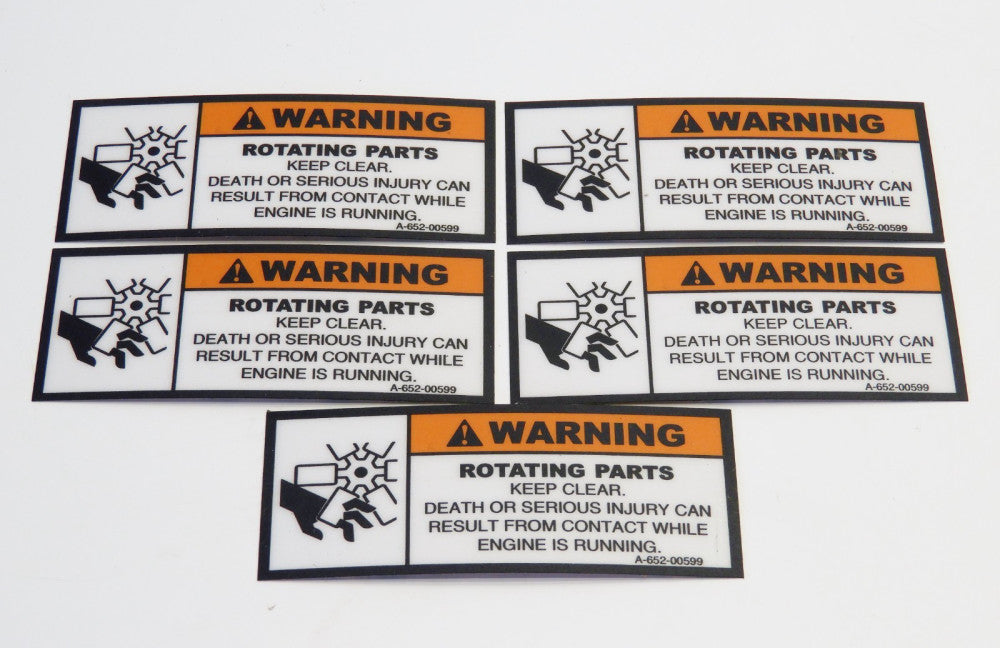 (Lot of 5) Warning ROTATING PARTS Label Safety Decal Keep Hands Out 4.25" x 1.75