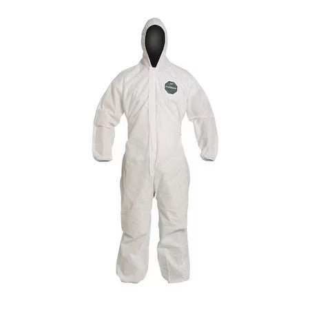 Dupont Pb127swhlg002500 Disposable Coverall, Hooded, L, Sms, Zipper, Elastic