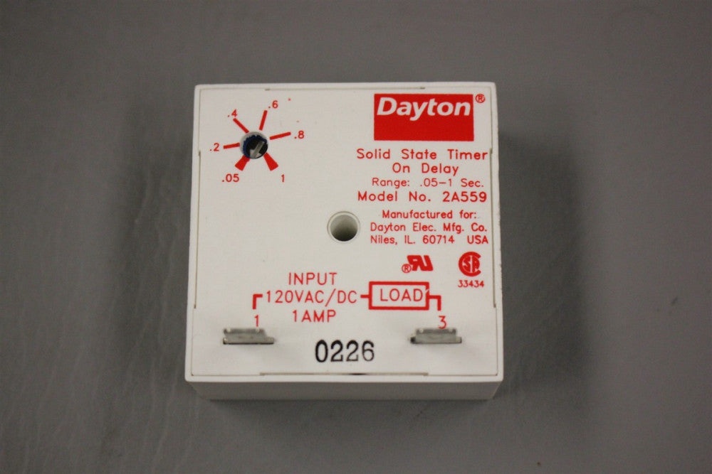 DAYTON ELECTRIC TIMING DELAY RELAY 2A559