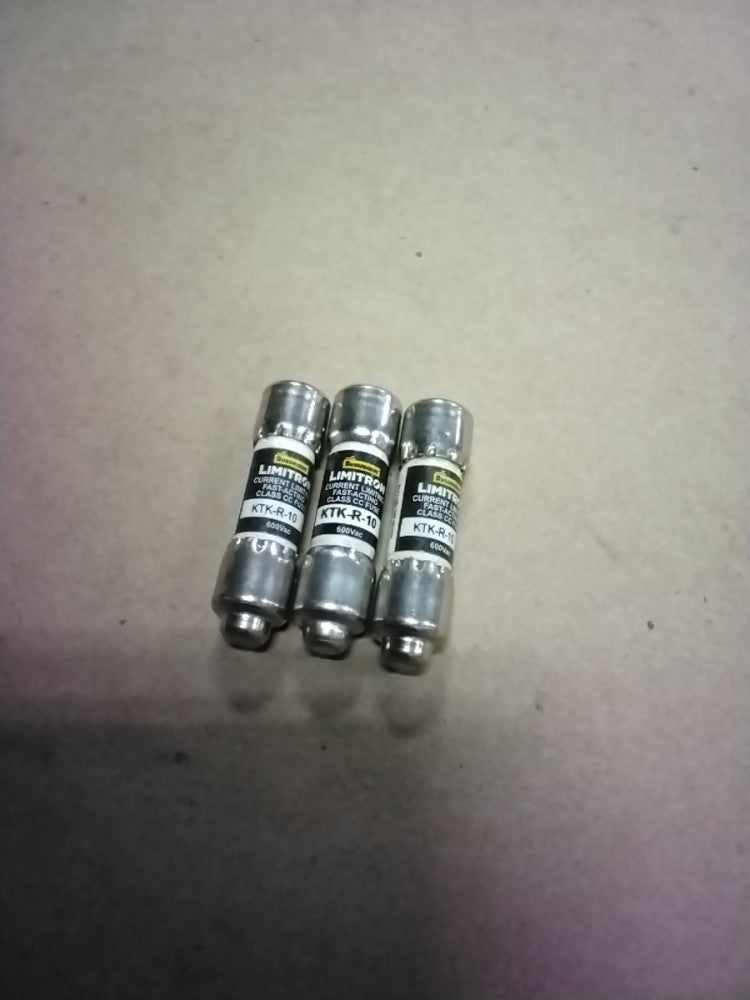 Bussmann Limitron KTK-R-10 Fuse, 600Vac 10A, Lot Of 3