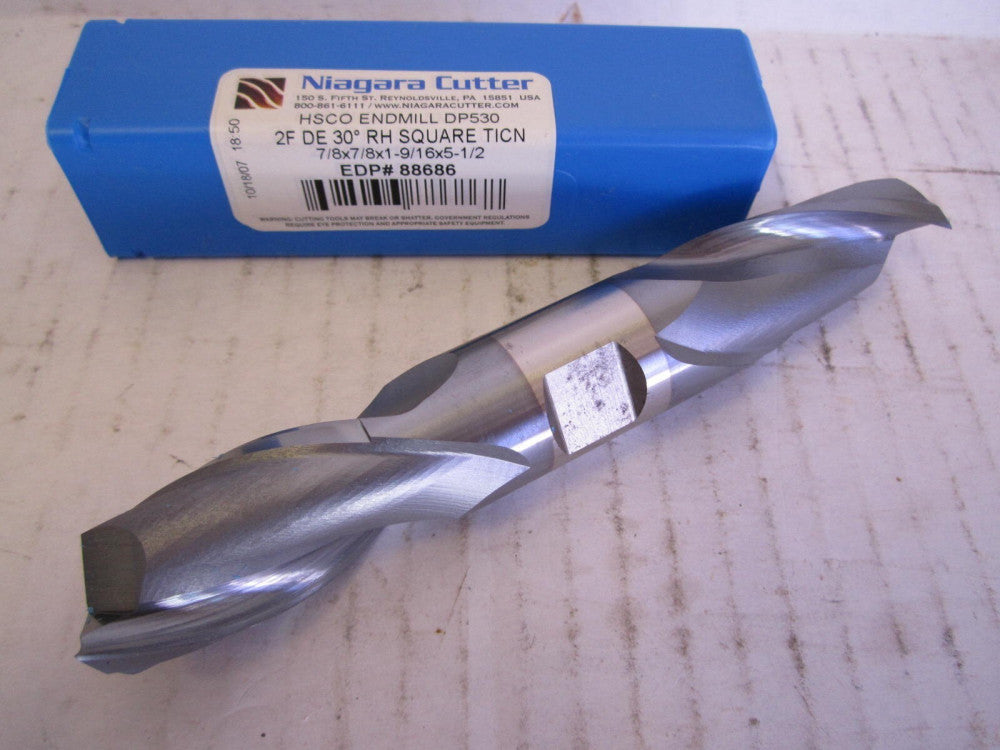 Niagara (88686) 7/8 x 7/8 x 1-9/16 x 5-1/2" OAL Cobalt Square Double End Endmill