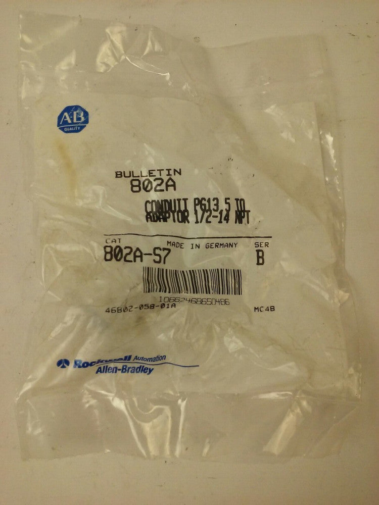 ALLEN BRADLEY 802A-S7 SER.B CONDUIT ADAPTER,CONDUIT ADAPTER PG13.5 TO 1/2-14 NPT