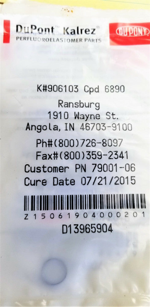ITW Ransburg 79001-06 O-Ring, Solvent Proof DuPont Kalrez 2-011 [OFB1]