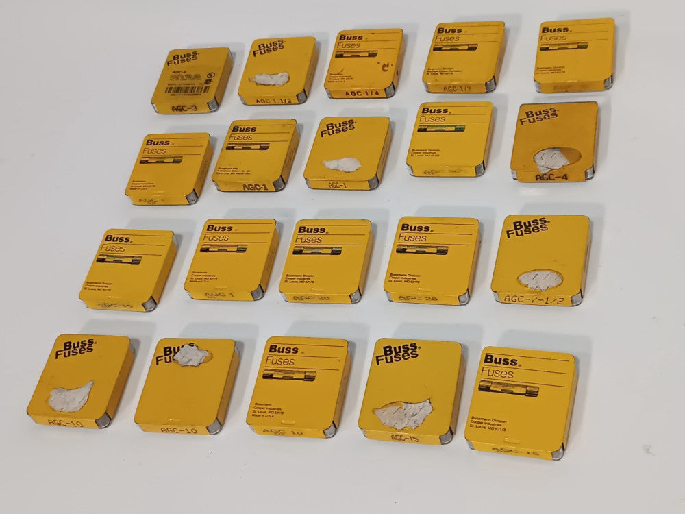 72 Pieces Buss Glass Tube Fuses, Varying Sizes, Not All Packs Are Full -See Pics