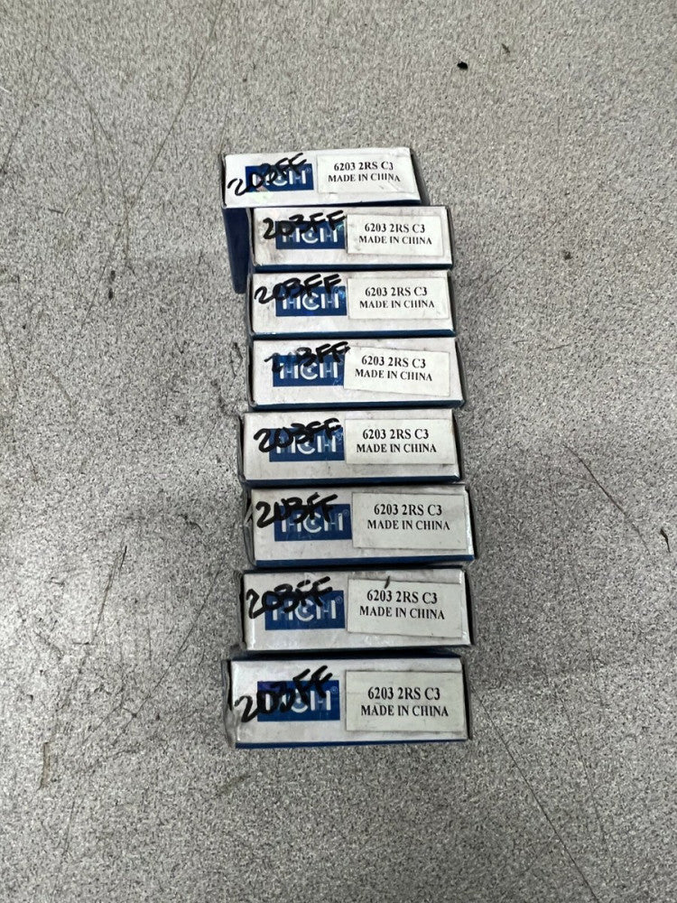 LOT OF 8 NEW IN BOX NEW IN BOX HCH BALL BEARING 6203 2RS C3