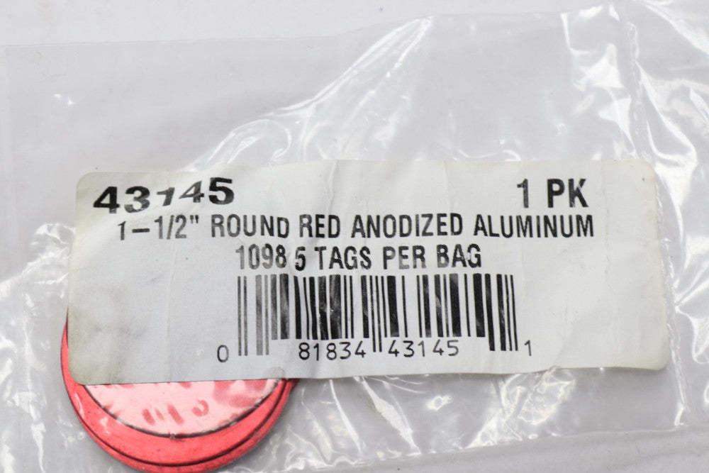 (5-Pk) C.H. Hanson Round Anodized Aluminum Blank Tags Red 1-1/2" 43145 