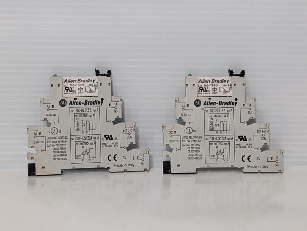 Lot of 2 Allen Bradley 700-HLT1Z Terminal Block Relay, 24vdc w 700-TBR24