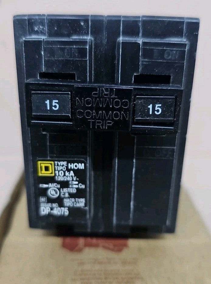 1- New Square D HOM215 15A 2 Pole Circuit Breaker