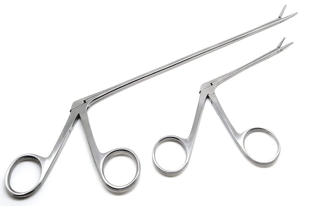 2 Pcs Hartman Micro Alligators Forceps 3.3" and 8" ENT Ear Serrated Stainless...