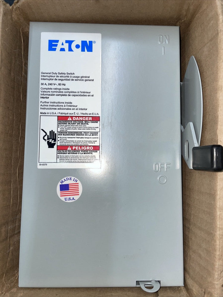 NOS EATON CUTLER HAMMER DG321UGB 30A 240V 3P 3W NONFUSED DISCONNECT